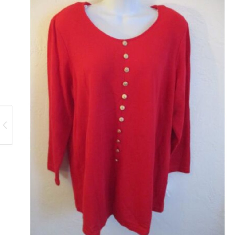 VTG 90's Champagne West Top Size XL NWT Red Gold Buttons Maternity Tunic